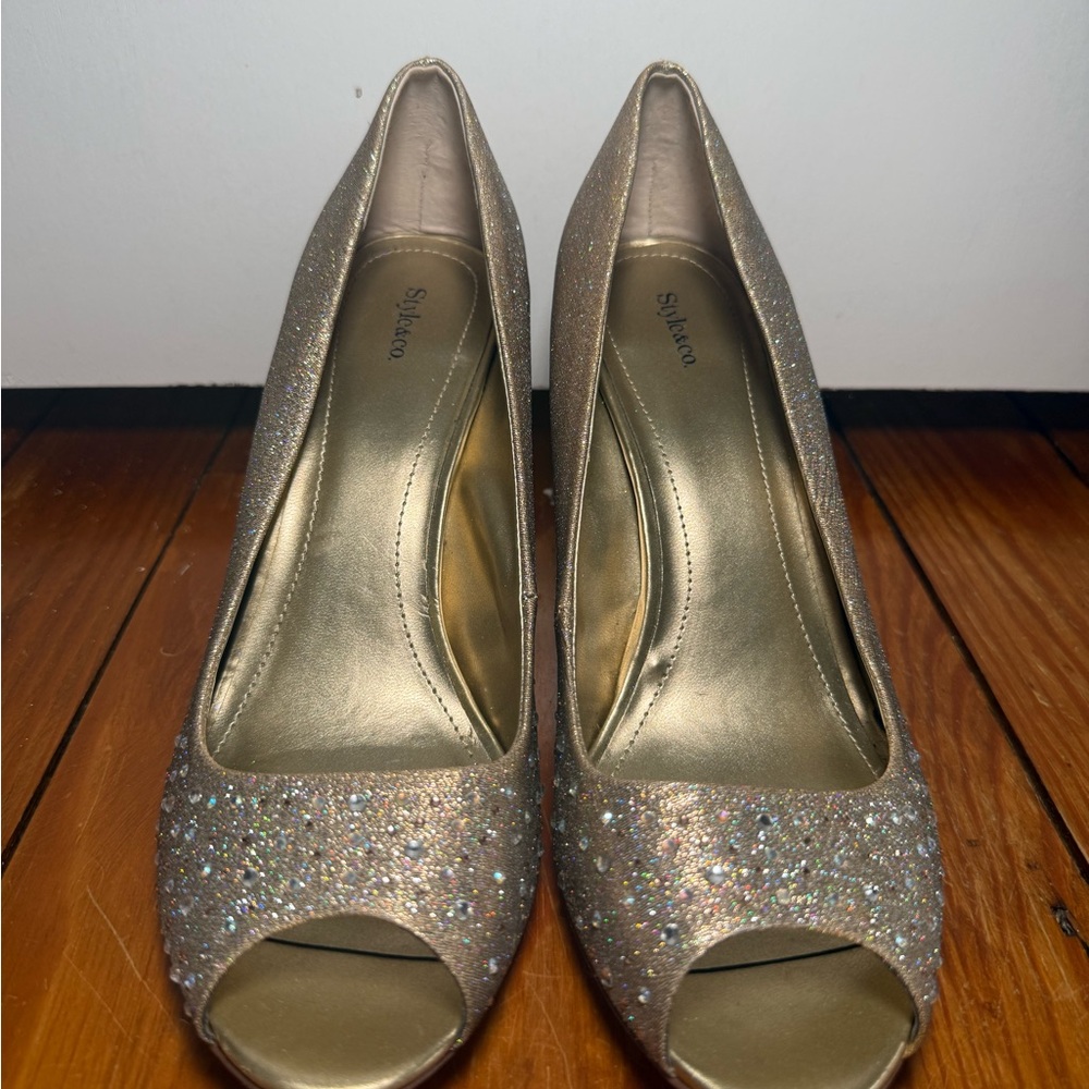 Style & Co Glitter Peep-Toe Pumps - Size 10M